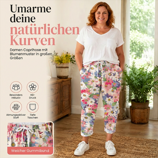 🌸 Letní kalhoty s květinovým vzorem a elastickým pasem