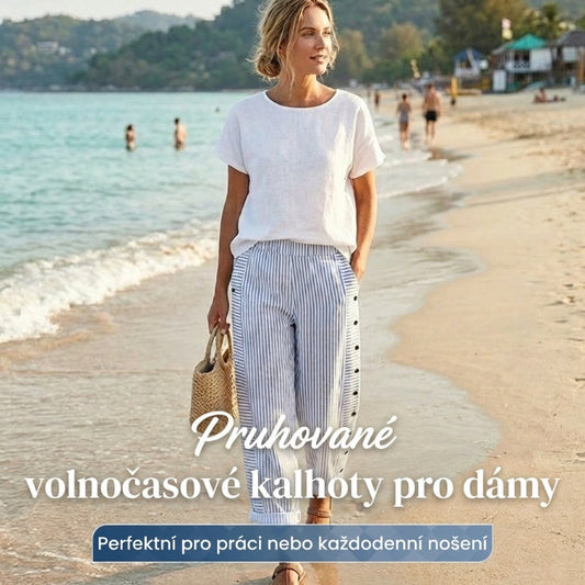 👖 Pruhované volnočasové kalhoty pro dámy