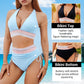 😍👙Dvoudílné bikiny s vysokým pasem a kontrolou břicha v barevných blocích