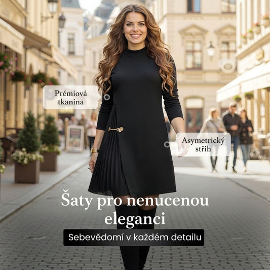 💝Elegantní šaty s dlouhými rukávy a řaseným panelem