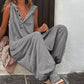 Dámský volný kombinéza bez rukávů s kapucí