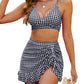 👙Komplety bikini z wysokim stanem dla kobiet, modelujące sylwetkę, w kratkę