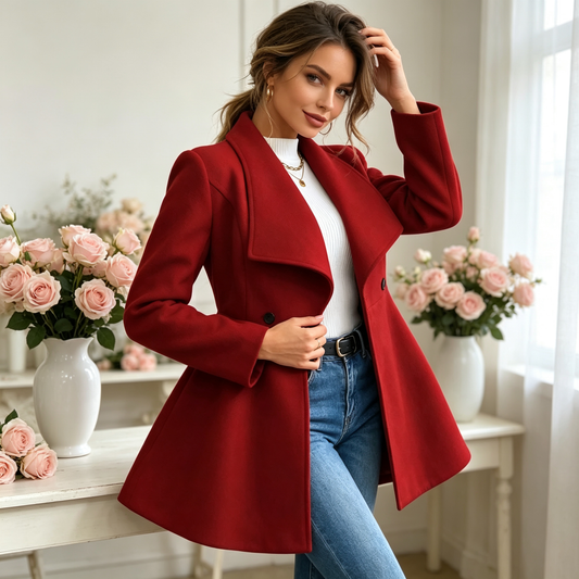 🧥✨ Dámský Elegantní Vypasovaný Kabát s Klopami – Stylový & Ženský Vzhled