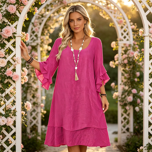 👗✨ Dámské Volné Šaty s Volánovými Rukávy – Pohodlný & Ženský Střih 🌸