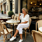 Letnie damskie spodnie capri z koronkowymi wycięciami