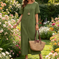 🌈Bawełniano-lniana luźna sukienka z okrągłym dekoltem