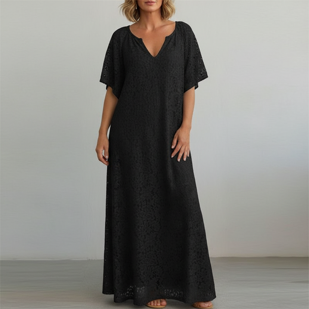 Dámská elegantní krajková maxi sukně - Černá