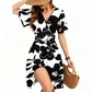 💃Summer Hot Sale 50% OFF🌈Women's Ruffle Sleeve Sexy Sundress Floral V Neck Short Wrap Dress with Pockets