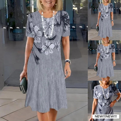 🌷Sukienka damska z okrągłym dekoltem i nadrukiem w stylu casual