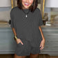 Dámská sada krátkých rukávů s žebrovaným topem a šortkami