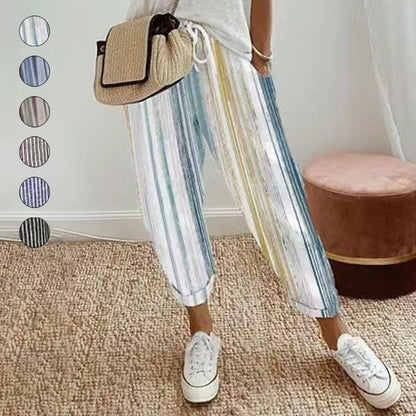 🌸 50% OFF NOW! 🌸 Striped Linen Cotton Trousers for Women