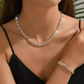 🌿✨ Zestaw naszyjnik + bransoletka – Liść design, błyszczące kamienie, elegancki & uniwersalny | Prezent na urodziny, ślub & codzienne stylizacje 💎🎁
