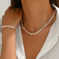 🌿✨ Zestaw naszyjnik + bransoletka – Liść design, błyszczące kamienie, elegancki & uniwersalny | Prezent na urodziny, ślub & codzienne stylizacje 💎🎁