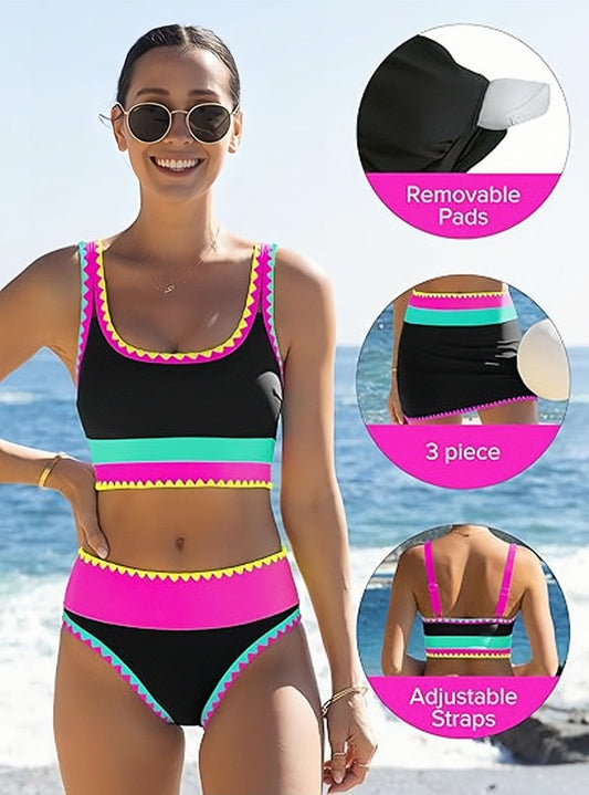 Kombinujte díly podle nálady pro nekonečné možnosti – třídílné sportovní bikiny z nylonu. Možnost dobírky! 🔄