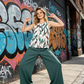 Dámský set s květinovým potiskem - halenka a široké kalhoty👚👖