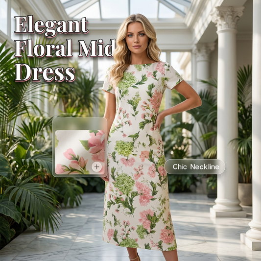 Rochie dreaptă cu imprimeu floral pentru femei