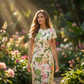 Rochie dreaptă cu imprimeu floral pentru femei