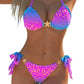 Stylowy damski komplet bikini z wiązaniem na szyi w panterkę