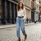 👖  Dżinsy damskie typu cropped barrel – z wysokim stanem, z szerokimi nogawkami, w stylu vintage ✨