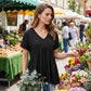 Casual Loose Fit Pleated Flowy T-Shirt