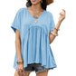 Casual Loose Fit Pleated Flowy T-Shirt