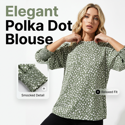 Dámská ležérní halenka s puntíky a 3/4 rukávem – Prodyšná a elegantní