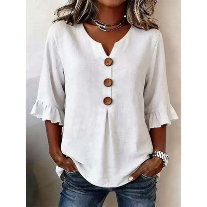 Dámská halenka s výstřihem do V– Boho, splývavá, romantická 🍃