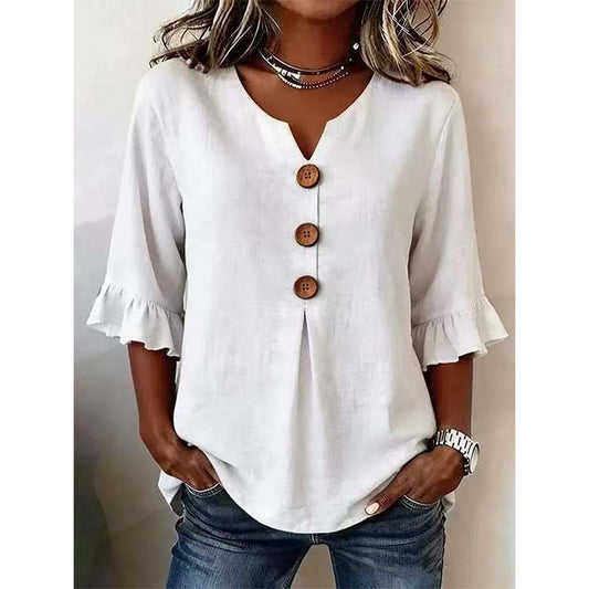 Dámská halenka s výstřihem do V– Boho, splývavá, romantická 🍃