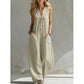 Damski Casual Jumpsuit z Dekoltem w Kształcie Litery V i Bez Rękawów