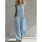 Damski Casual Jumpsuit z Dekoltem w Kształcie Litery V i Bez Rękawów