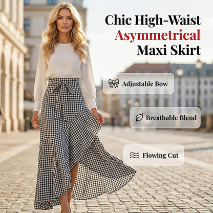 ⏰🔥OGRANICZONA CZASOWO 30% ZNIŻKI!🔥Damska spódnica maxi z wysokim stanem, asymetrycznymi falbanami
