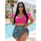 🏖️Wyprzedaż letnia -30%🌊Damski dwuczęściowy kostium kąpielowy z spódniczką w tropikalne wzory👙🌴❤️