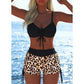 Damska komplet bikini z sznurkiem i szortami typu boy shorts