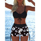 Damska komplet bikini z sznurkiem i szortami typu boy shorts