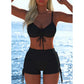 Damska komplet bikini z sznurkiem i szortami typu boy shorts