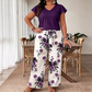 Casual Jumpsuit z szerokimi nogawkami w nadruku, z paskiem dla kobiet