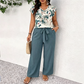 Casual Jumpsuit z szerokimi nogawkami w nadruku, z paskiem dla kobiet