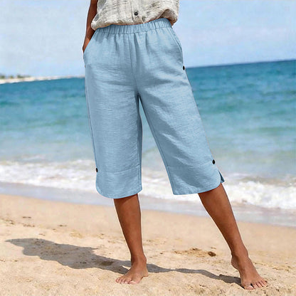 Damskie oddychające letnie spodnie capri