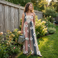 Damski Casual Jumpsuit o Szerokich Nogawkach z Nadrukiem