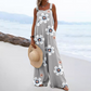 Damski Casual Jumpsuit o Szerokich Nogawkach z Nadrukiem