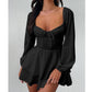 👗 50% OFF NOW! 🎀 Women's Sweetheart Neckline Skort Dress – Tiered Ruffles & Open Back – Playful & Elegant 🥂