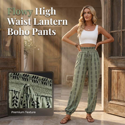 👖 50% OFF NOW! 🌸 Women's Smocked High Waist Printed Lantern Pants – Flowy, breathable & elastic waist – Perfect for summer, beach or resort – trendy and comfortable 🌿