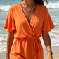 Damski, Casual, Kombinezon Krótki z Dekoltem w Serek i Sznurkiem