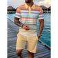 🔥Pánský krátký rukávový volnočasový set, letní plážová móda sportovní oblečení, kostkovaný vzor, slim fit, nad kolena