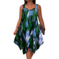 Elegant Gradient Print Sleeveless Dress – Asymmetrical Hem, O-Ring Straps, Flow Fit ✨