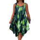 Elegant Gradient Print Sleeveless Dress – Asymmetrical Hem, O-Ring Straps, Flow Fit ✨