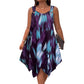 Elegant Gradient Print Sleeveless Dress – Asymmetrical Hem, O-Ring Straps, Flow Fit ✨