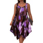 Elegant Gradient Print Sleeveless Dress – Asymmetrical Hem, O-Ring Straps, Flow Fit ✨