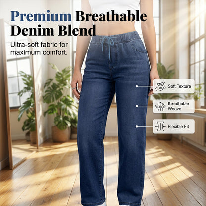 Women's Drawstring Elastic Waist Jeans