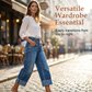 👖Dámské široké zkrácené džíny – Knoflíkový vysoký pas a volný střih